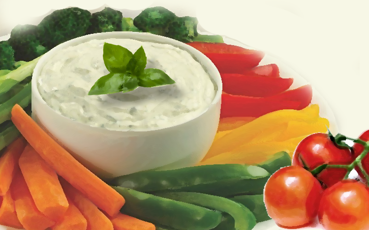 Vegetables dipp – Basil mustard sauce